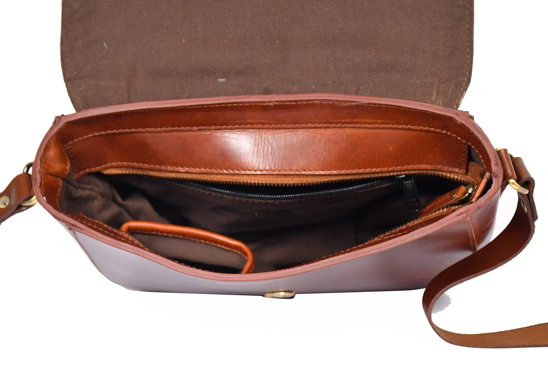 Wild Elegance: Brown Leather Sling Bag with Printed Hair-On. Art: BG-1174