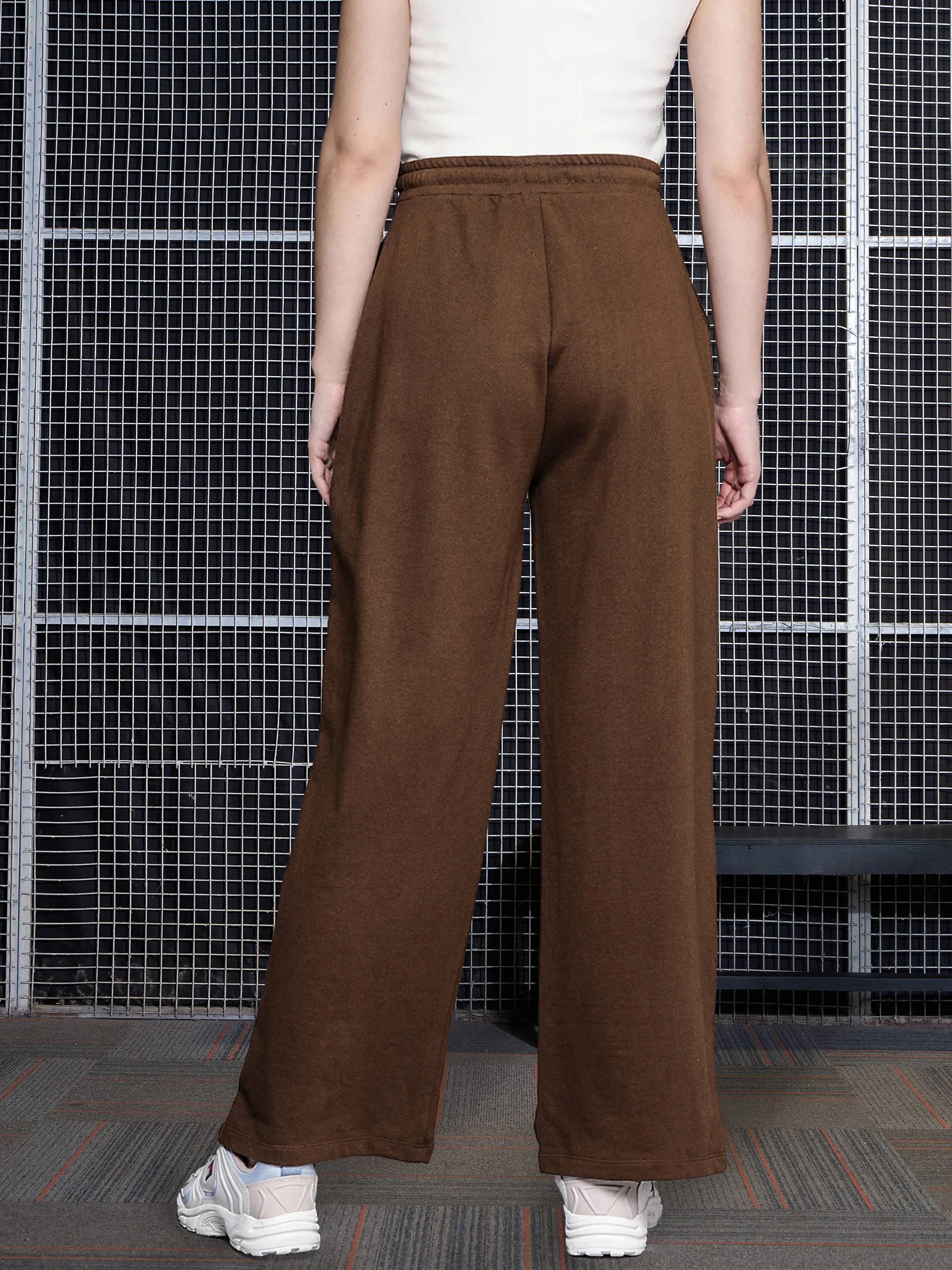 Women Brown Terry Track Pants