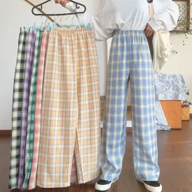 Women's Casual Plaid Straight Pants  